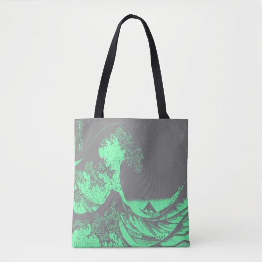 De Great Wave Seafoam Green & Grey Canvas tas (Voorkant)