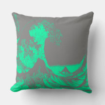 De Great Wave Seafoam Green & Grey Kussen