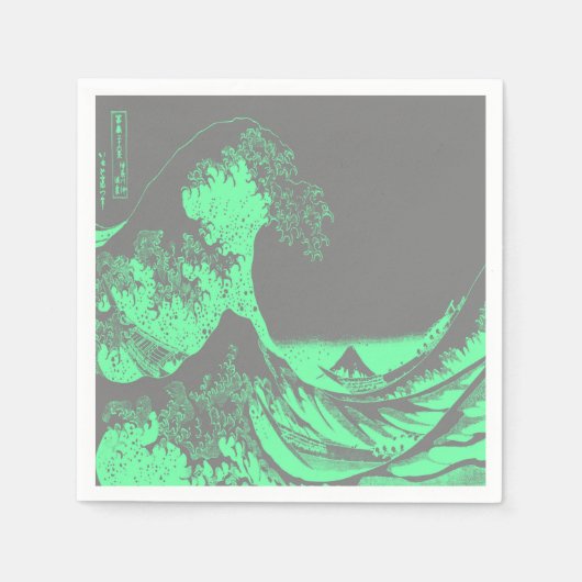 De Great Wave Seafoam Green & Grey servetten (Voorkant)