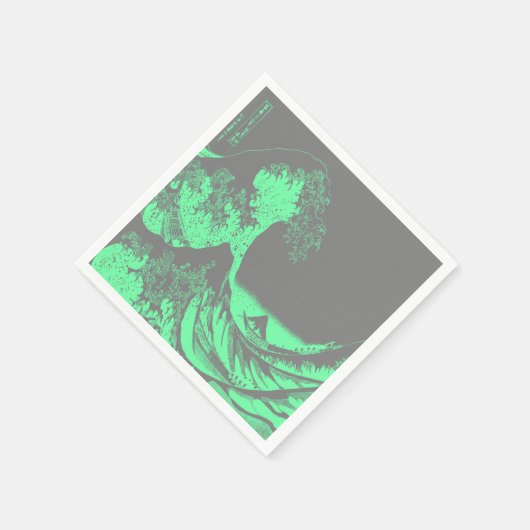 De Great Wave Seafoam Green & Grey servetten (Hoek)