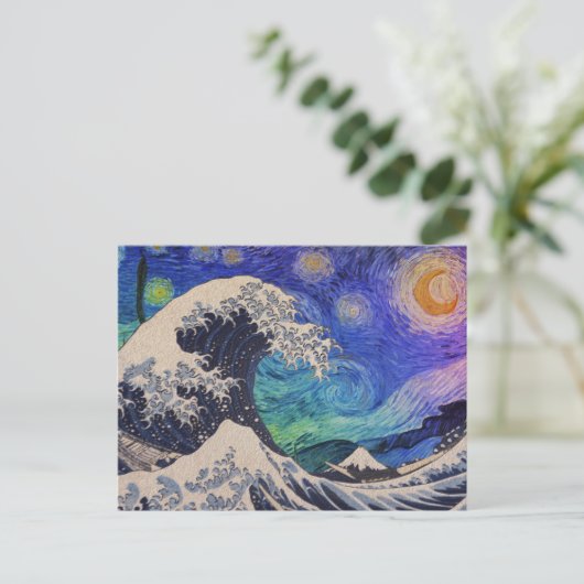De Great Wave Sterrennacht Briefkaart (Staand voorkant)