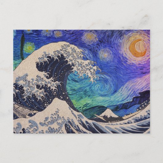 De Great Wave Sterrennacht Briefkaart (Voorkant)