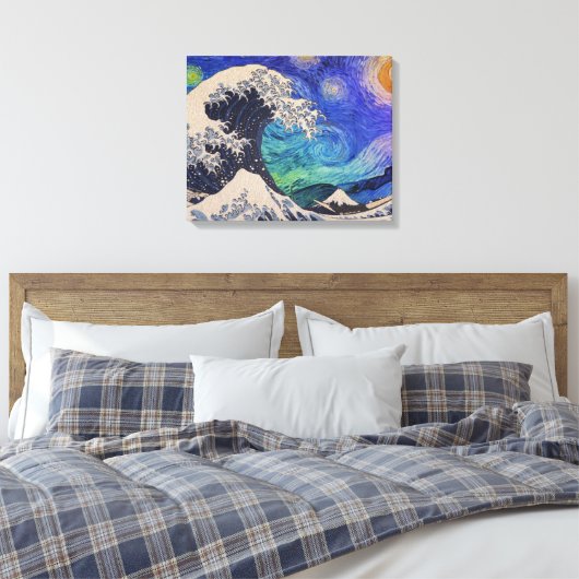 De Great Wave Sterrennacht Canvas Afdruk (Insitu (Slaapkamer))