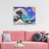 De Great Wave Sterrennacht Canvas Afdruk (Insitu (Woonkamer))
