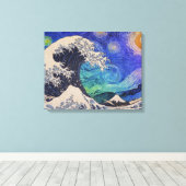 De Great Wave Sterrennacht Canvas Afdruk (Insitu (Houten vloer))