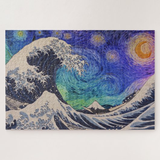 De Great Wave Sterrennacht Legpuzzel (Horizontaal)