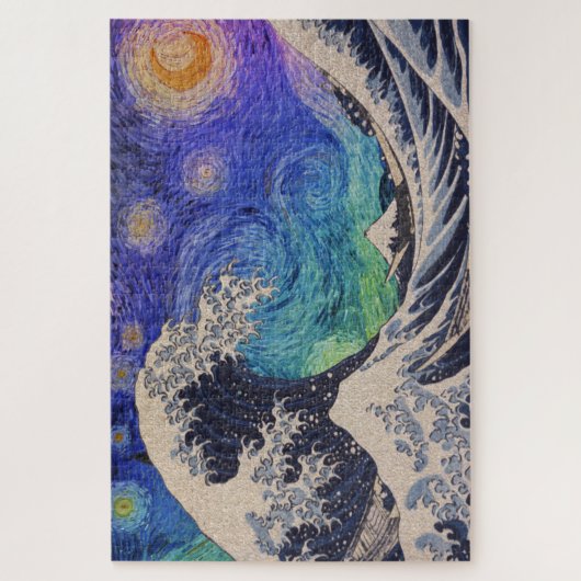 De Great Wave Sterrennacht Legpuzzel (Verticaal)