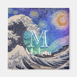 De Great Wave Sterrennacht Magneet
