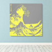 De Great Wave verpakt Canvas Geel & Grijs (Insitu (Houten vloer))