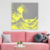 De Great Wave verpakt Canvas Geel & Grijs Afdruk (Insitu (Woonkamer))