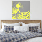 De Great Wave verpakt Canvas Geel & Grijs Afdruk (Insitu (Slaapkamer))