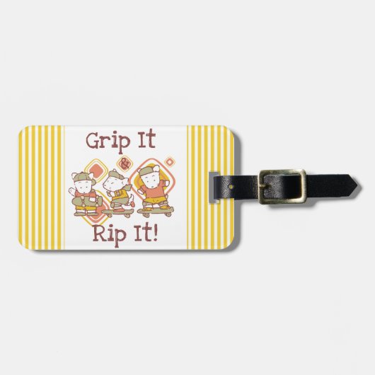 De greep het en scheurt het die met een skateboard bagagelabel (Voorkant horizontaal)