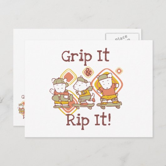 De greep het en scheurt het die met een skateboard briefkaart (Voorkant / Achterkant)