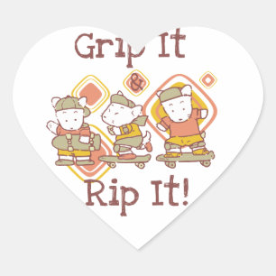De greep het en scheurt het die met een skateboard hart sticker