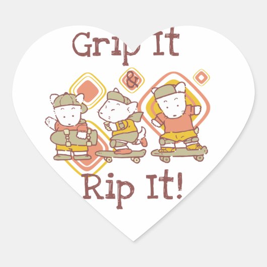 De greep het en scheurt het die met een skateboard hart sticker (Voorkant)