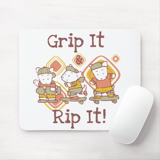 De greep het en scheurt het die met een skateboard muismat (Met muis)
