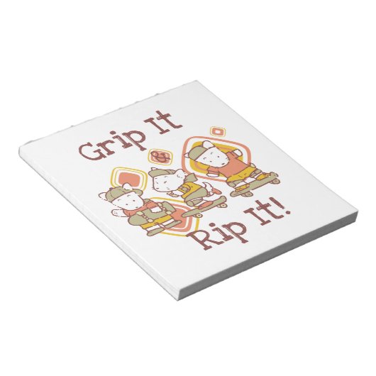 De greep het en scheurt het die met een skateboard notitieblok (Schuin)