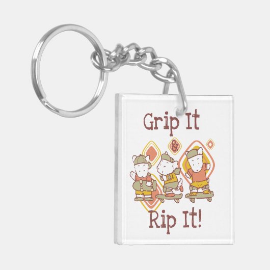 De greep het en scheurt het die met een skateboard sleutelhanger (Voorkant Links)