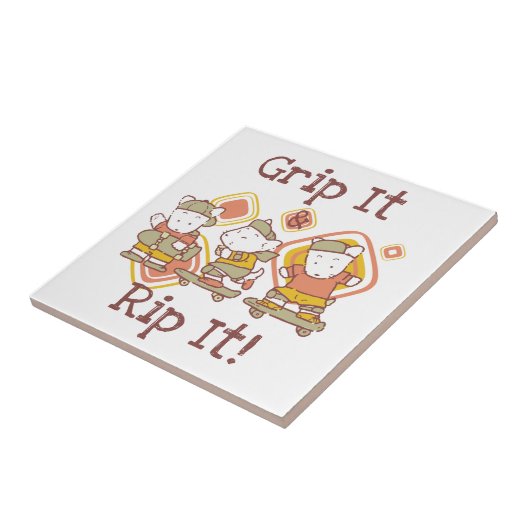 De greep het en scheurt het die met een skateboard tegeltje (Zijkant)