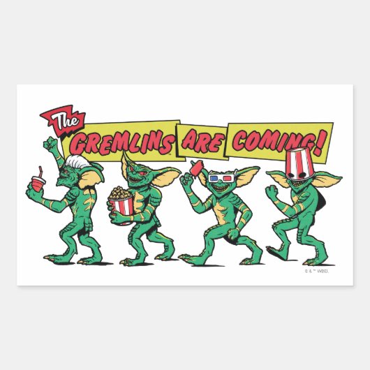 De Gremlins™ Komen Er Aan Rechthoekige Sticker (Voorkant)