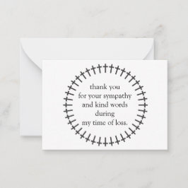 De grens van de kruisen na de begrafenis bedankkaa notitiekaartje