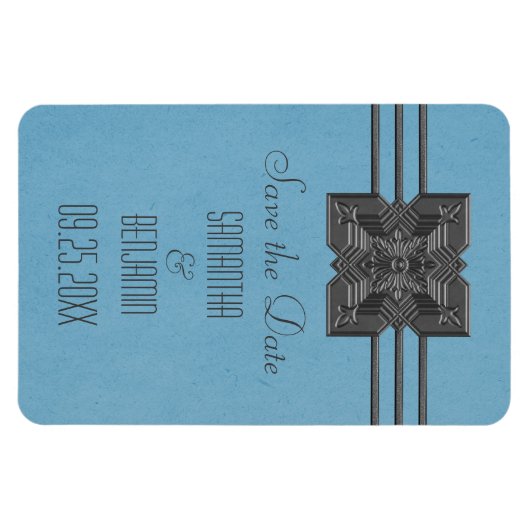 De Grens van Medallion sparen de Datum Magnet, Bla Magneet (Horizontaal)