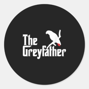 De Greyfather Grappige Afrikaanse grijze papegaai  Ronde Sticker