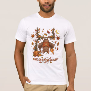 De Gridiron Goblin Schattige Herfst Football Vleer T-shirt