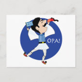 De Griekse Evzone danst met de vlag OPA! Briefkaart (Voorkant)