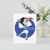 De Griekse Evzone danst met de vlag OPA! Briefkaart (Staand voorkant)