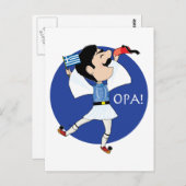 De Griekse Evzone danst met de vlag OPA! Briefkaart (Voorkant / Achterkant)