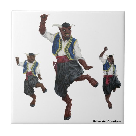 De Griekse Minotaurus danst decoratieve Tegel Tegeltje (Voorkant)