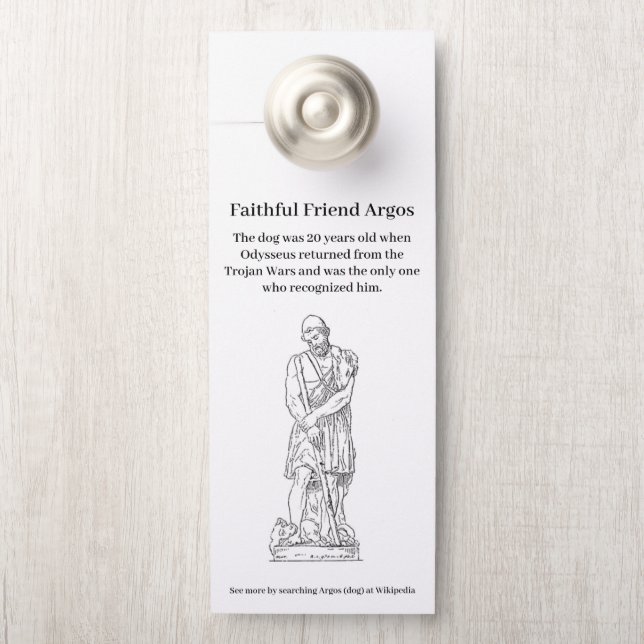 De Griekse Odyssee van Homerus Argos de Hond Deurhanger (Op knop)