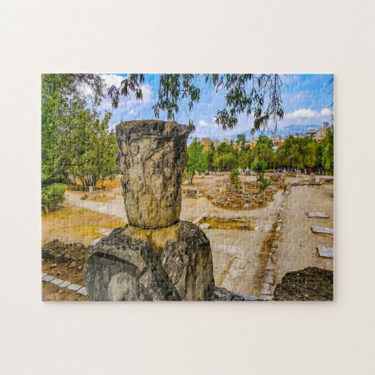 De Griekse stad Urns Athene. Legpuzzel (Horizontaal)