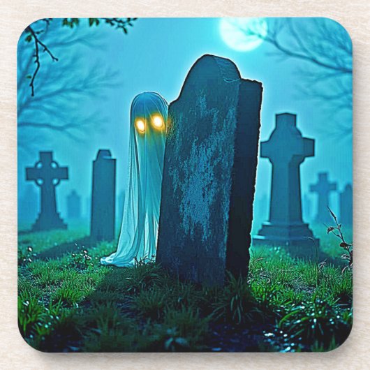De griezelige glimp van Graveyard Ghost Bier Onderzetter (Voorkant)