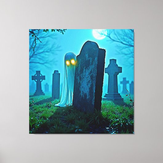De griezelige glimp van Graveyard Ghost Canvas Afdruk (Voorkant)