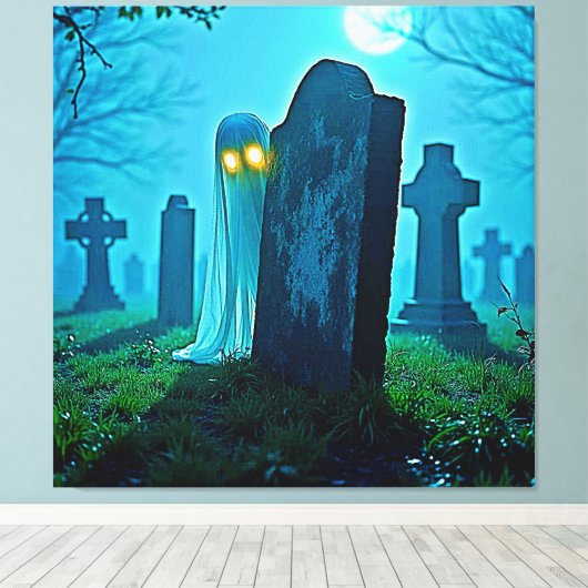 De griezelige glimp van Graveyard Ghost Canvas Afdruk (Insitu (Houten vloer))