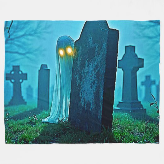 De griezelige glimp van Graveyard Ghost Fleece Deken (Voorkant (Horizontaal))