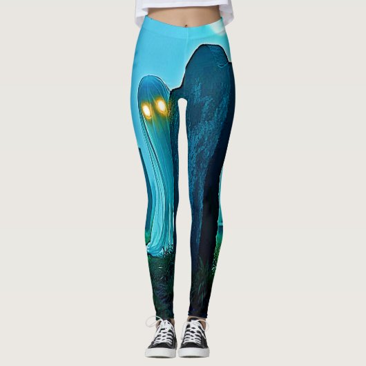 De griezelige glimp van Graveyard Ghost Leggings (Voorkant)