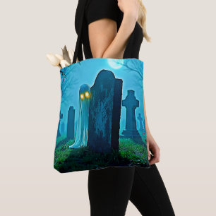De griezelige glimp van Graveyard Ghost Tote Bag