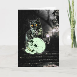 De griezelige Kaart van Halloween van de Kat van