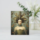 De griezelige retro bug lady briefkaart (Staand voorkant)