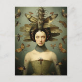 De griezelige retro bug lady briefkaart (Voorkant)