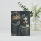 De griezelige vis meisjes horror briefkaart (Staand voorkant)