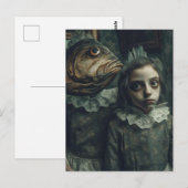 De griezelige vis meisjes horror briefkaart (Voorkant / Achterkant)