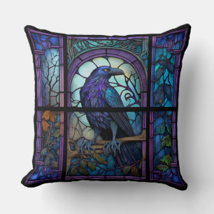 De Griezige Raaf in Glas in Lood Kussen