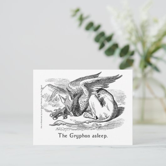 De Griffin Aslaap. Alice in Wonderland Art Briefkaart (Staand voorkant)