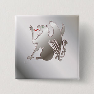 De Griffin Vierkante Button 5,1 Cm