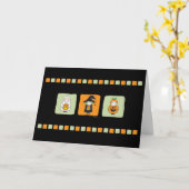 De Grijnzen van Halloween Kaart (Gele Bloem)