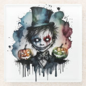 De grijnzende heer glazen onderzetter (Voorkant)